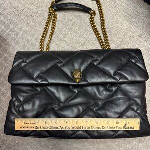 Black and Gold Quilted Shoulder Bag with Chain Strap